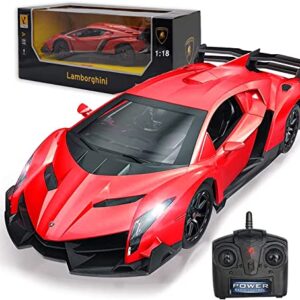 LAFALA Remote Control Car RC Cars Racing Car 1:18 Licensed Toy RC Car Compatible with Lamborghini Model Vehicle for Boys 6,7,8 Years Old Halloween, red