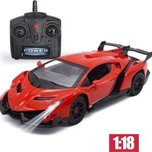 LAFALA Remote Control Car RC Cars Racing Car 1:18 Licensed Toy RC Car Compatible with Lamborghini Model Vehicle for Boys 6,7,8 Years Old Halloween, red