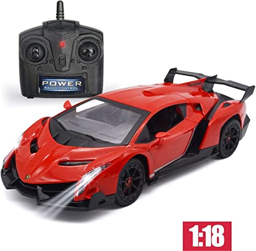 LAFALA Remote Control Car RC Cars Racing Car 1:18 Licensed Toy RC Car Compatible with Lamborghini Model Vehicle for Boys 6,7,8 Years Old Halloween, red