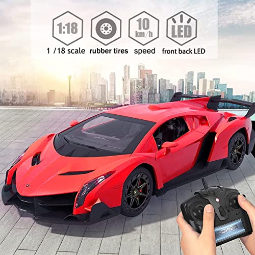 LAFALA Remote Control Car RC Cars Racing Car 1:18 Licensed Toy RC Car Compatible with Lamborghini Model Vehicle for Boys 6,7,8 Years Old Halloween, red