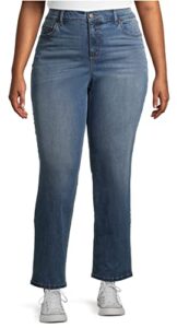 terra & sky plus size core denim straight leg jeans (as1, numeric, numeric_18, plus, petite, light wash)