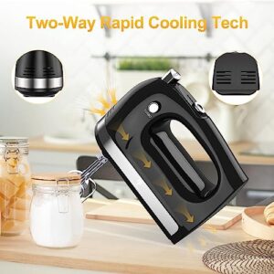 Hand Mixer Electric, 400W Food Mixer 5 Speed Handheld Mixer, 5 Stainless Steel Accessories, Storage Box, Kitchen Mixer with Cord for Cream, Cookies, Dishwasher Safe, Black