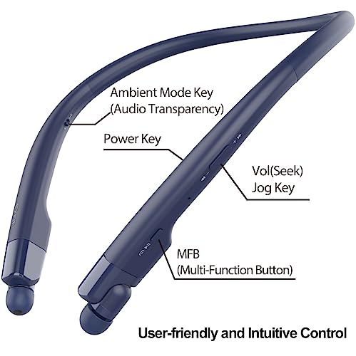 EXFIT BCS-700 Pro Bluetooth Neckband Wireless Headphones, Around The Neck Headphones, Retractable Earbuds Without Button Control, Pull Earbud for Auto Answer, Bluetooth 5.2, Low Latency