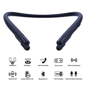 EXFIT BCS-700 Pro Bluetooth Neckband Wireless Headphones, Around The Neck Headphones, Retractable Earbuds Without Button Control, Pull Earbud for Auto Answer, Bluetooth 5.2, Low Latency