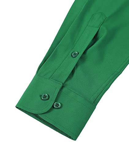 Mens Dress Shirt Slim Fit Long Sleeve Button Down Shirt Suit Wear No Tuck Green Medium Camisas De Vestir para Hombre