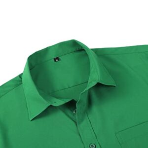 Mens Dress Shirt Slim Fit Long Sleeve Button Down Shirt Suit Wear No Tuck Green Medium Camisas De Vestir para Hombre