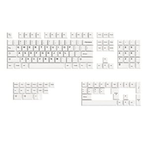 keymecher pbt custom keycaps compatible with cherry mx, kailh, getern switches and clones, cherry profile, doubleshot 142-keycap set for mechanical gaming keyboard, white snowflake