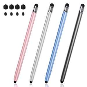 stylus pens for touch screens,4 pack touchscreen pen 2 in 1 rubber stylus touch pen for tablets, ipad mini, ipad pro, ipad air, smartphones, samsung galaxy