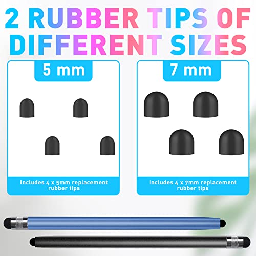 Stylus Pens for Touch Screens,4 Pack Touchscreen Pen 2 in 1 Rubber Stylus Touch Pen for Tablets, iPad Mini, iPad Pro, iPad Air, Smartphones, Samsung Galaxy