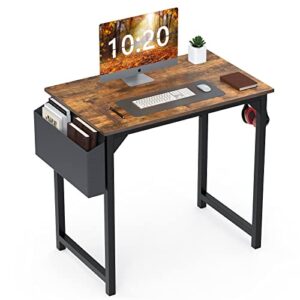 small computer desk 31 inch small office desk writing desks home office desks small space desk study table modern simple style work table with storage bag headphone hook metal frame for home, bedroom