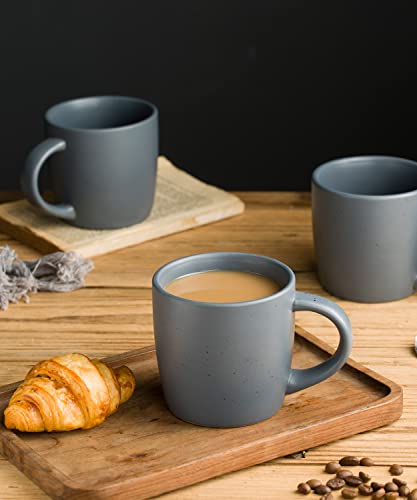 famiware Coffee Mugs Set of 4, 13oz Large Ceramic Coffee Mugs, Craft Spots Modern Coffee Mugs Set with handle for Tea Latte Cappuccino Milk Cocoa, Charcoal…