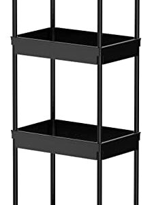 Sooyee 4-Tier Rolling Cart,Utility Carts with Wheels,Cute Room Decor,Organization and Storage for Office,Bedroom,Bathroom, Kitchen, Living Room, Laundry Room,Black