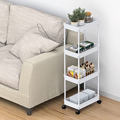 Sooyee 4-Tier Rolling Cart,Utility Carts with Wheels,Cute Room Decor,Organization and Storage for Office,Bedroom,Bathroom, Kitchen, Living Room, Laundry Room,Black