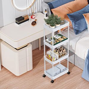 Sooyee 4-Tier Rolling Cart,Utility Carts with Wheels,Cute Room Decor,Organization and Storage for Office,Bedroom,Bathroom, Kitchen, Living Room, Laundry Room,Black