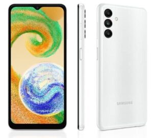 samsung galaxy a04s 4g lte (64gb + 4gb) unlocked worldwide (only t-mobile/mint/metro usa market) 6.5" 50mp triple camera + (w/fast car charger) (white)