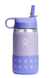 hydro flask 12 oz kids wide mouth straw cap and boot wisteria