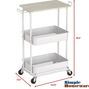 Simple Houseware 2-Tier Rolling Utility Cart with Top Board