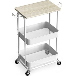 simple houseware 2-tier rolling utility cart with top board