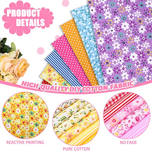 300 Pieces 4 x 4 Inches Cotton Fabric Bundle Precut Patchwork Fabrics Fat Squares Fabric Scraps Cotton Quilting Printed Floral Fabric Patchwork for DIY Craft Sewing Clothing