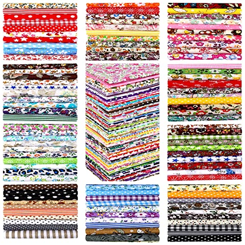 150 Pcs 4 x 4 (10 x 10 cm) Craft Fabric Bundle Squares Various Patterns DIY Sewing Quarters Bundle Precut Quilting Cotton Fabric Bundles Craft and Hobby Fabric for Patchwork Scrapbooking DIY Crafts