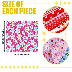 150 Pcs 4 x 4 (10 x 10 cm) Craft Fabric Bundle Squares Various Patterns DIY Sewing Quarters Bundle Precut Quilting Cotton Fabric Bundles Craft and Hobby Fabric for Patchwork Scrapbooking DIY Crafts