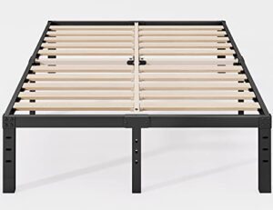 breezehome queen size bed frame with wide wood slats / 14 inch high heavy duty metal mattress foundation/noise-free platform/no box spring needed/easy assembly