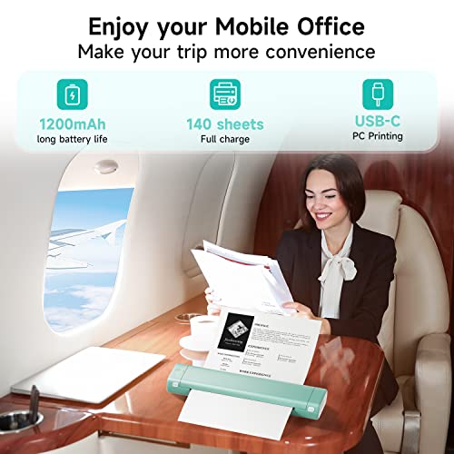 Itari Portable Printer Wireless for Travel - M08F-Letter Bluetooth Tattoo Stencil-Printer Support 8.5" X 11" US Letter, No-Ink Thermal Compact Printer, Compatible with Android and iOS Phone & Laptop