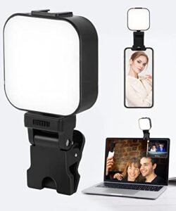 acnctop 64 led rechargeable selfie light - 5 lighting mode phone ring light mini portable clip on fill lights for iphone, cell phone, laptop, tiktok, selfie, video conference, camera