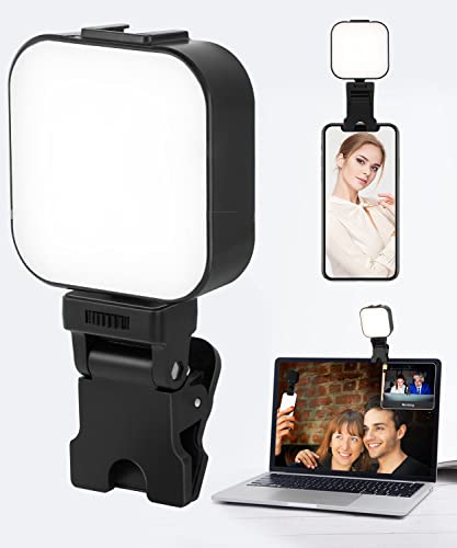 ACNCTOP 64 LED Rechargeable Selfie Light - 5 Lighting Mode Phone Ring Light Mini Portable Clip on Fill Lights for iPhone, Cell Phone, Laptop, TikTok, Selfie, Video Conference, Camera