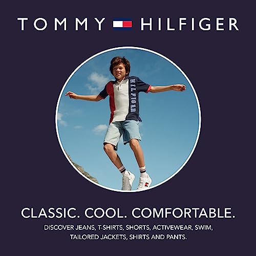 Tommy Hilfiger Boys' Short Sleeve Woven Button Down Shirt, Navy Blazer Plaid, 16-18