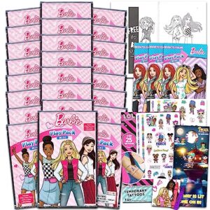 barbie mini party favors set for kids - bundle with 24 mini barbie grab n go play packs with coloring pages, stickers and more (barbie birthday party supplies)