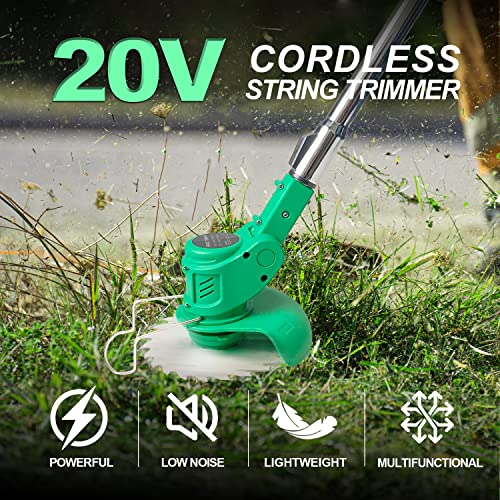 Tegatok Weed Wacker Battery Powered, 4-in-1 Home Cordless Electric Weed Eater with 20V Battery, Retractable and Foldable String Trimmer, Brush Cutter, Edger Lawn Tool for Yard, Lawn, Garden