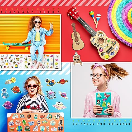 800Pcs Water Bottle Stickers, Stickers for Kids, Vinyl Waterproof Cool Scrapbook Stickers Pack for Laptop Skateboard Computer Guitar, Mixed Colorful Stickers for Teens Kids Boys Girls