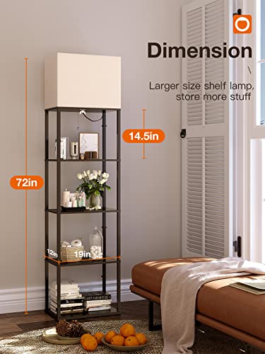 addlon Floor lamp with Shelves Pro Max, 5-Tier Modern Floor lamp with 3 Color Temperatures LED Bulb, Display Shelf lamp for Living Room, Bedroom and Office - Black…