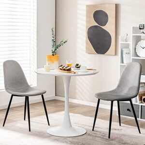 Giantex White Round Dining Table, 32 Inches Modern Tulip Kitchen Table w/ 0.9” Thickened Tabletop & Sturdy Metal Pedestal, Mid-Century Leisure Table for Small Places, Dining Room, Living Room, Cafe