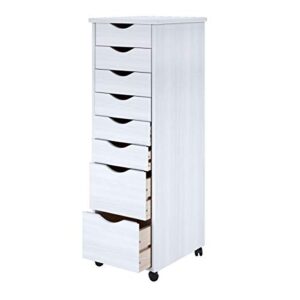 adeptus solid wood 6+2 drawer roll cart - white