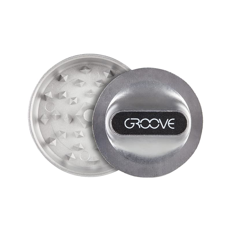 Groove PIVOT: Premium 2-Piece Aluminum Herb Grinder with Innovative Ergonomic Knob Grip - Portable Spice Grinder Hand Held for Precise Shredding