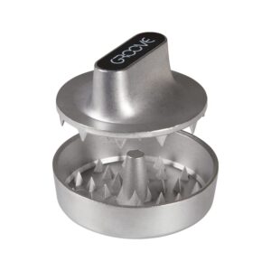 Groove PIVOT: Premium 2-Piece Aluminum Herb Grinder with Innovative Ergonomic Knob Grip - Portable Spice Grinder Hand Held for Precise Shredding