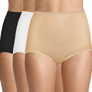 Bali Women's 3 Pack Skimp Skamp Brief Panty, White/Black/Nude, 8