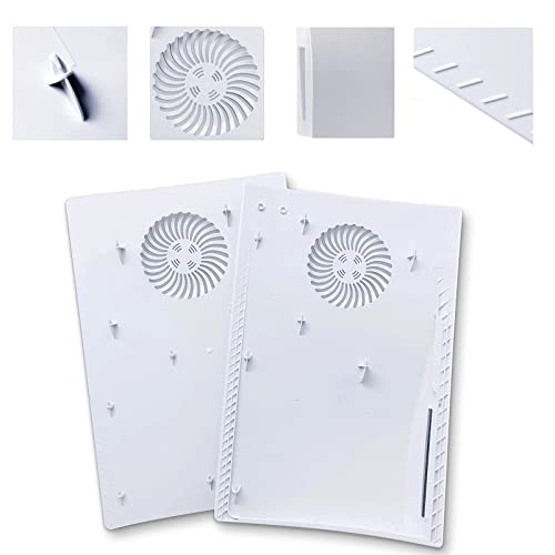 Cover Plates with Cooling Vents for PS5 Disc Edition Console, Playstation 5 Accessories Face Plates Side Panels Shell Replacement Protective Faceplates (Disc White)