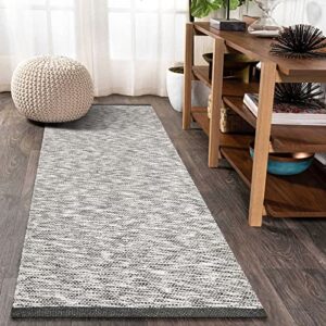 lahome hallway runner, 2x6 handwoven reversible washable runner rug, grey cotton farmhouse low pile bathroom rug long carpet for laundry sink doorway decor