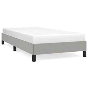vidaxl bed frame, upholstered platform bed, single bed base with wooden slats support for bedroom, light gray 39.4"x74.8" twin fabric