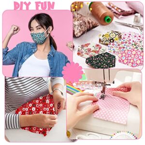 100 Pcs 8 x 8 Inch Cotton Fabric Square Patchwork Fabrics No Repeat Cotton Printed Floral Craft Quilting Fabric Craft Flower Fabric Patchwork Bundles for DIY Handmade Cloths Sewing Supplies