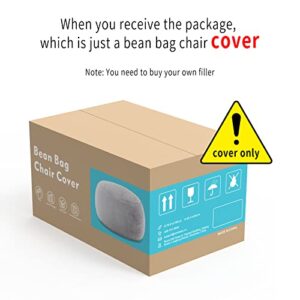 YudouTech Bean Bag Chair Cover(Cover Only,No Filler),Big Round Soft Fluffy PV Velvet Washable Bean Bag Lazy Sofa Bed Cover for Adults,Living Room Bedroom Furniture Outside Cover,6ft Dark Grey.