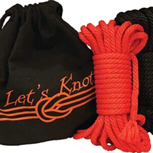 Let's Knot - Rope Kit for Beginners and Experienced Riggers - Silky Soft Rope - Perfect for Simple and Complex Knots - Japanese Rope Style - Set of Two 30 Ft Ropes 1 Storage Bag - 8mm Braided Rope