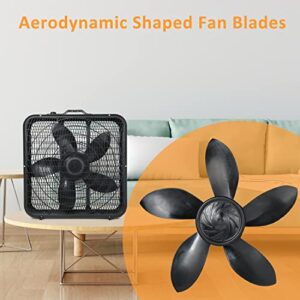 Simple Deluxe 20” Box Fan, 3-Speed Cooling Table Fan with Aerodynamic Shaped Fan Blades, Convenient Carry Handle and Safety Grills, For Home Office Color: White,Black