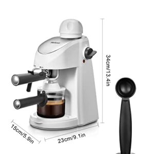 Yabano Espresso Machine, 3.5Bar Espresso Coffee Maker, Espresso and Cappuccino Machine with Milk Frother, Espresso Maker with Steamer (White)