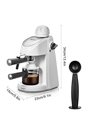 Yabano Espresso Machine, 3.5Bar Espresso Coffee Maker, Espresso and Cappuccino Machine with Milk Frother, Espresso Maker with Steamer (White)