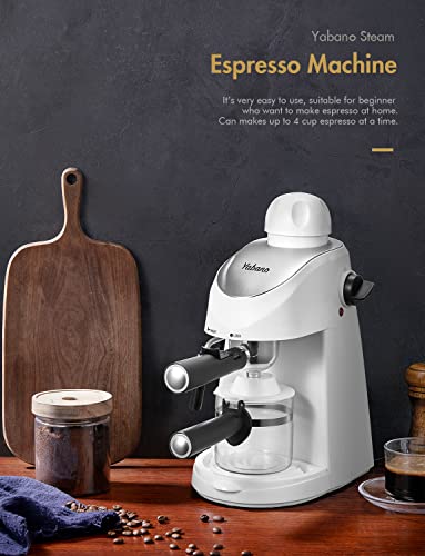 Yabano Espresso Machine, 3.5Bar Espresso Coffee Maker, Espresso and Cappuccino Machine with Milk Frother, Espresso Maker with Steamer (White)
