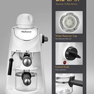 Yabano Espresso Machine, 3.5Bar Espresso Coffee Maker, Espresso and Cappuccino Machine with Milk Frother, Espresso Maker with Steamer (White)